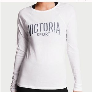 VICTORIAS SECRET Gray Open-Back Long Sleeve Tee